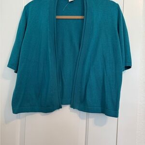Coldwater Creek Teal Blue Knit Cardigan Shrug New Size Large
